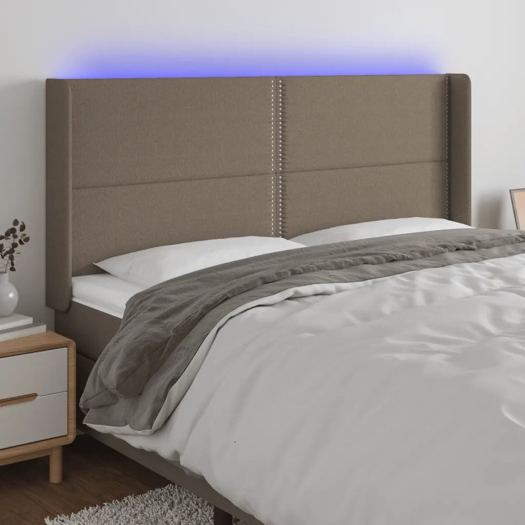 Testiera a LED-Testata con LED Tortora 203x16x118/128 cm in Tessuto 758102