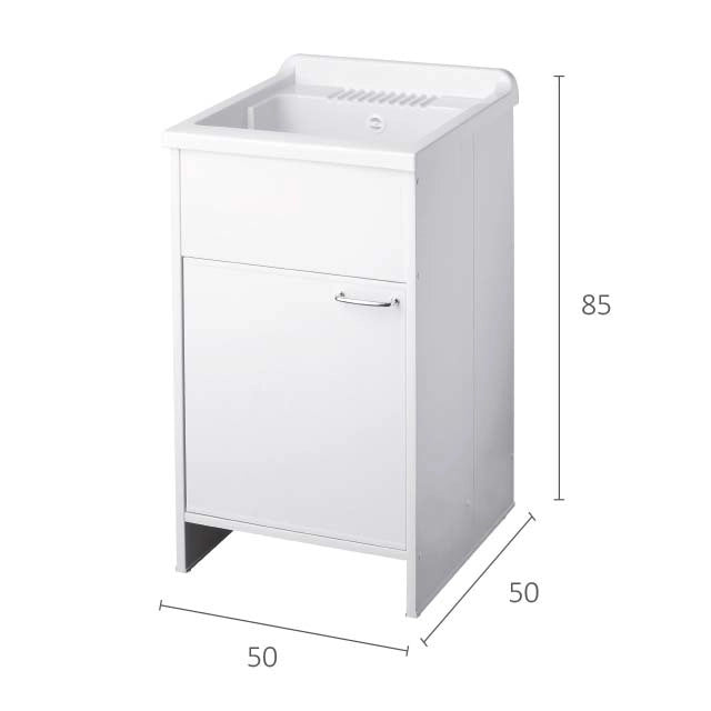Mobile LAVATOIO in PVC in KIT di montaggio - 50X50 per Interni/Esterni - CR - Col: BIANCO
