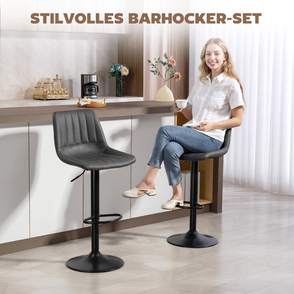 Sgabelli Bar 2 Pezzi Retr¨° con Poggiapiedi Altezza Regolabile ¨C Zephmum ¨C 43x49.5x111 cm