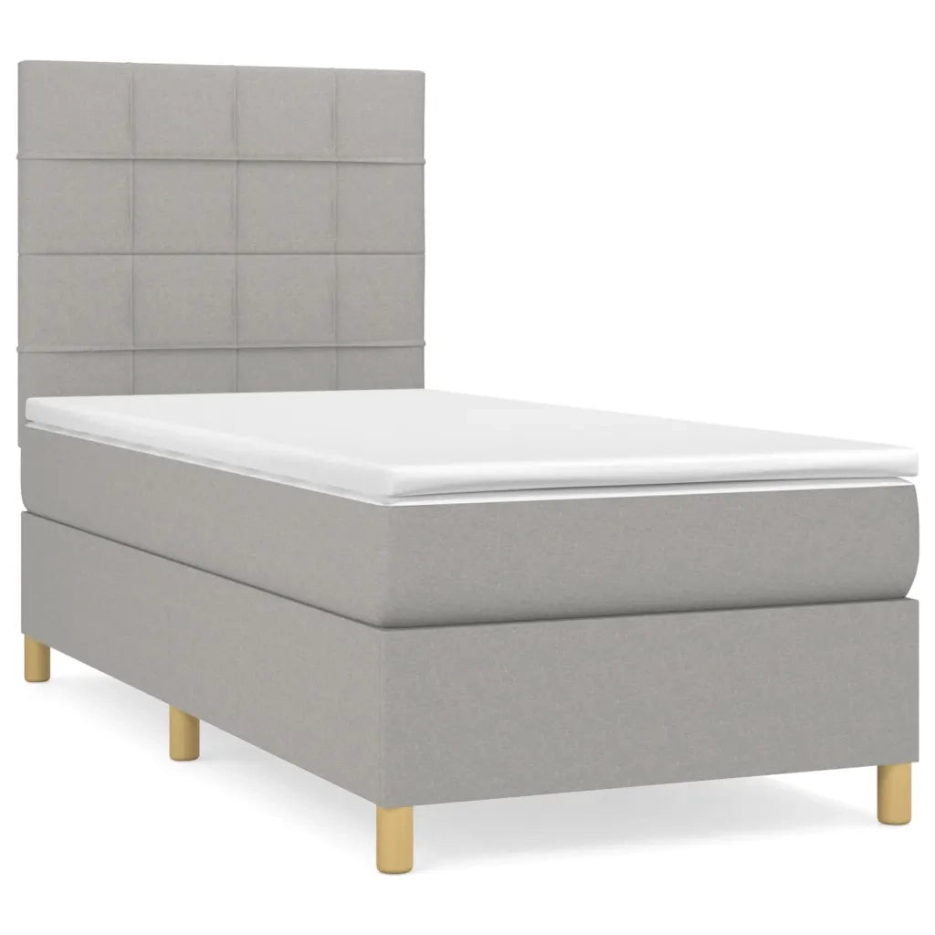 Giroletto a Molle con Materasso Grigio Chiaro 90x190 cm Tessuto 3142297