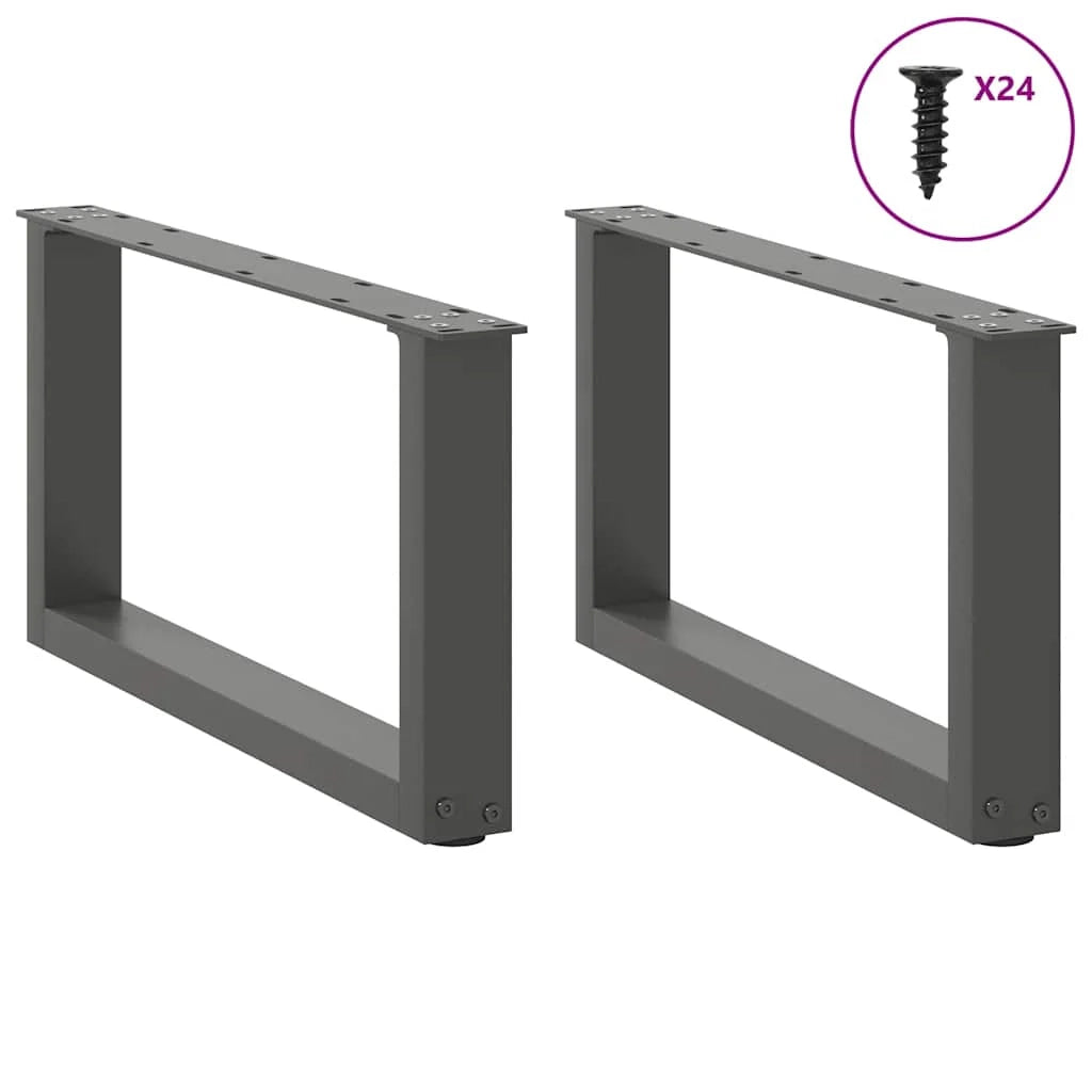Set di 2 gambe per tavolino a forma di U 60 x 31 cm con piedini regolabili design moderno in acciaio antracite 02_0057382