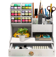 Organizzatore di scrivania in pannello di plastica, penne e oggetti da ufficio con grande capacità, organizzatore di ufficio, contenitore per penne e organizzatore di scrivania con cassetto, per uso domestico, ufficio e scuola. (PB17)