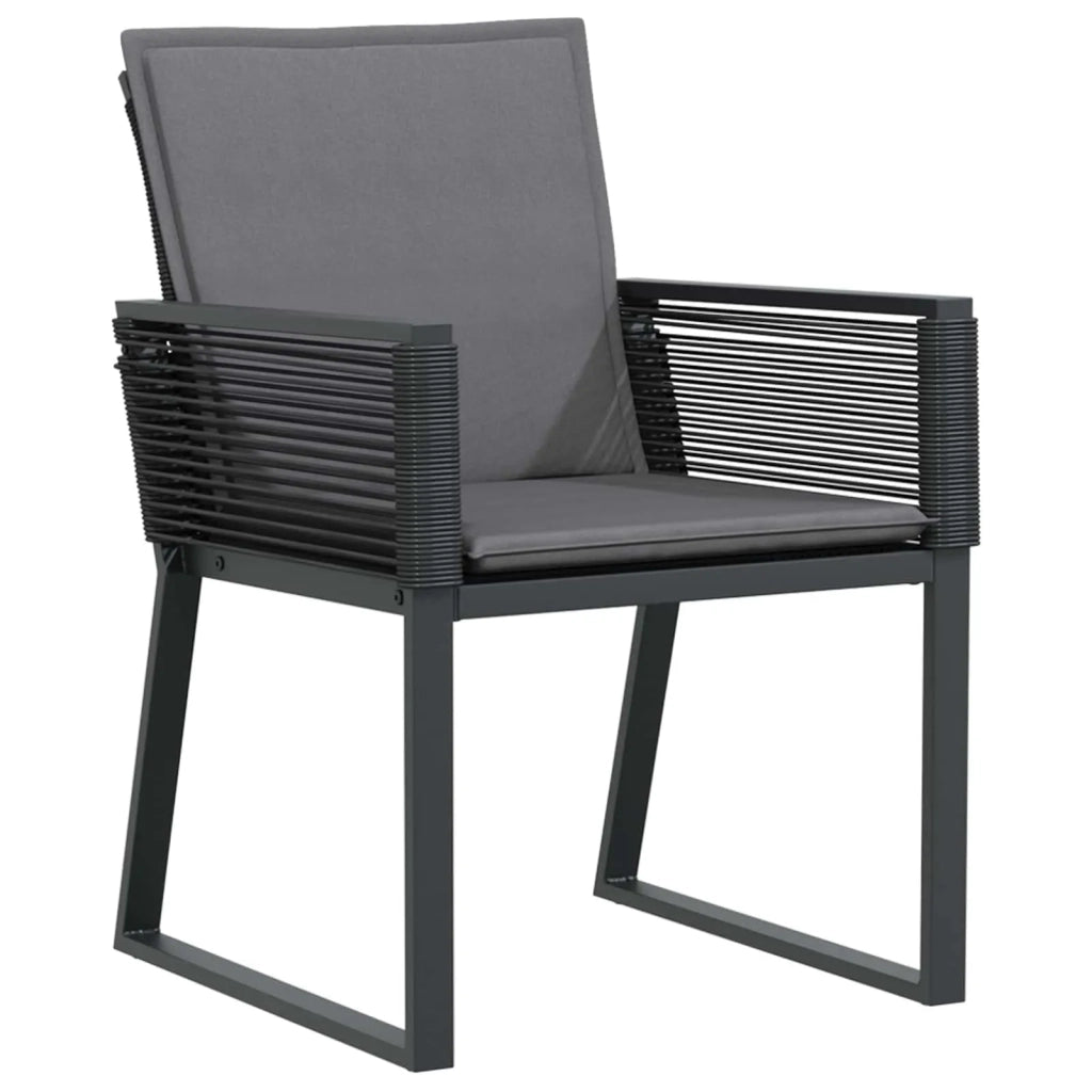 Set da Pranzo per Giardino 9 pcs Nero polyrattan