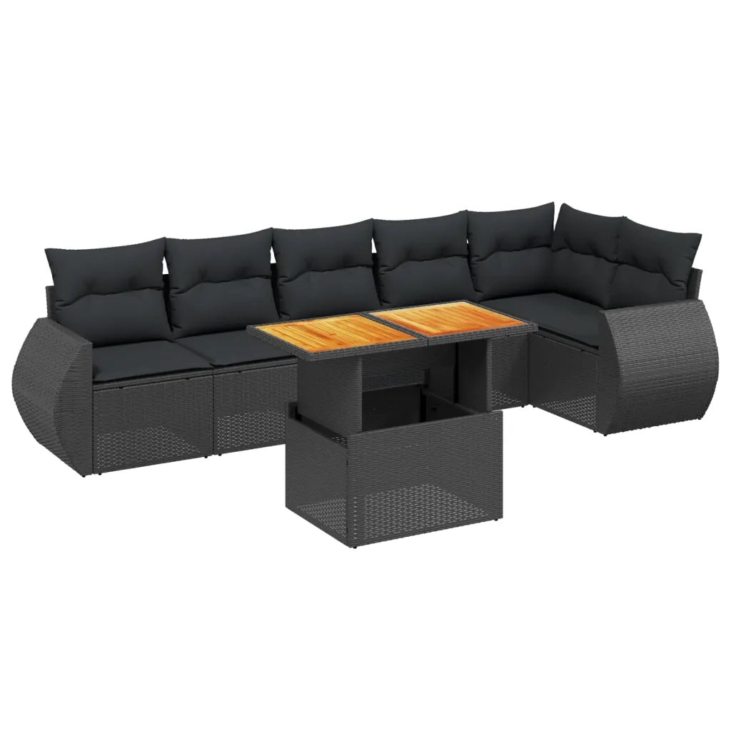 Set Divani da Giardino con Cuscini 7pz Nero Polyrattancod mxl 88722