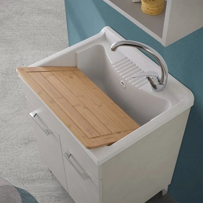 Vasca lavatoio 60x50 cm in resina bianca per interni ed esterni