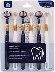 Set di spazzole da denti 3 in 1 - 6 pezzi - Setole morbide - Adatto per bambini/adulti - Portatile - Maniglia comoda - Set di spazzole da denti