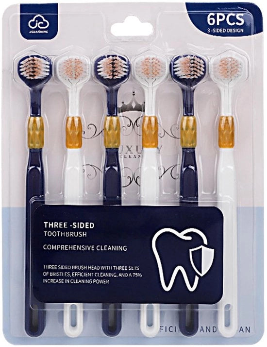 Set di spazzole da denti 3 in 1 - 6 pezzi - Setole morbide - Adatto per bambini/adulti - Portatile - Maniglia comoda - Set di spazzole da denti