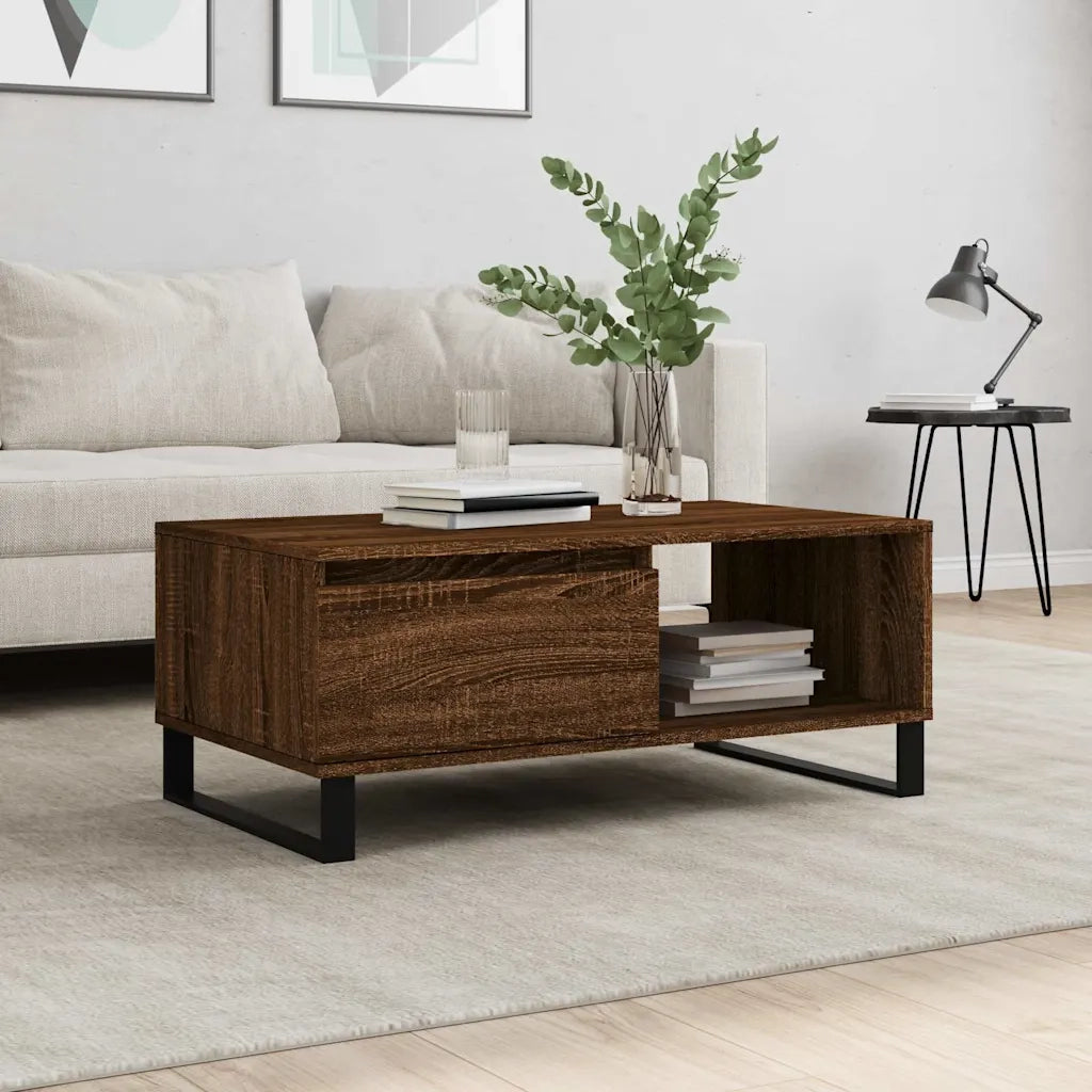 Tavolino da salotto | Tavolino da caff¨¨ | Tavolino da Soggiorno Rovere Marrone 90x50x36,5 cm in Multistrato
