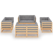 Set Divani da Giardino 8 pz con Cuscini Legno Massello Pino 3076334