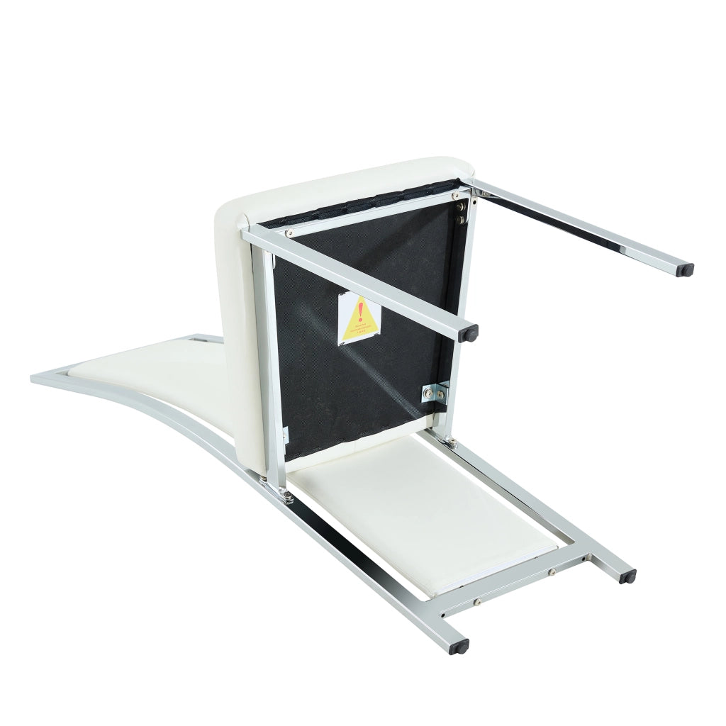 Set di 2 sedie da pranzo ergonomiche in metallo e PU bianco e argento