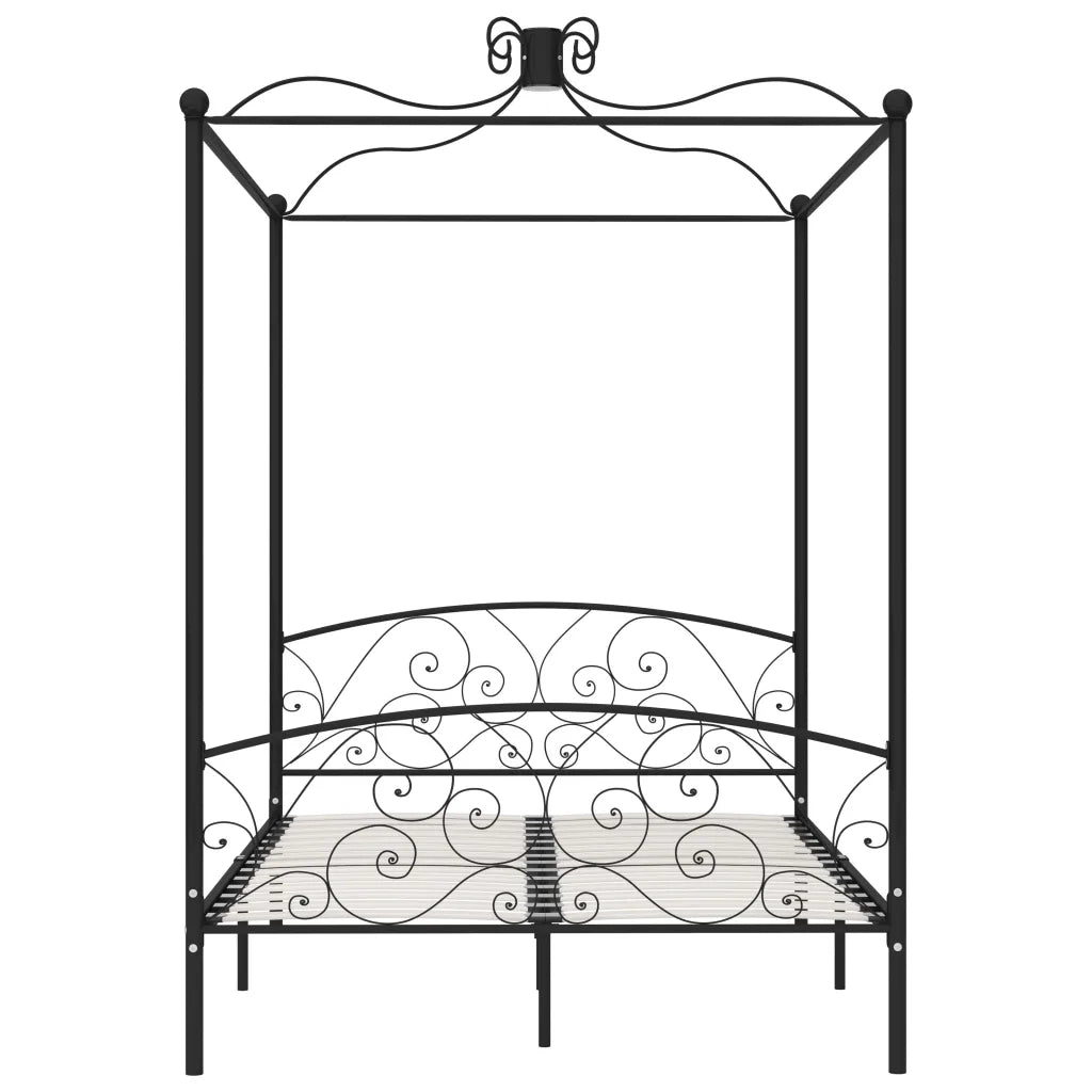 Letto a Baldacchino Nero in Metallo 140x200 cm 284477