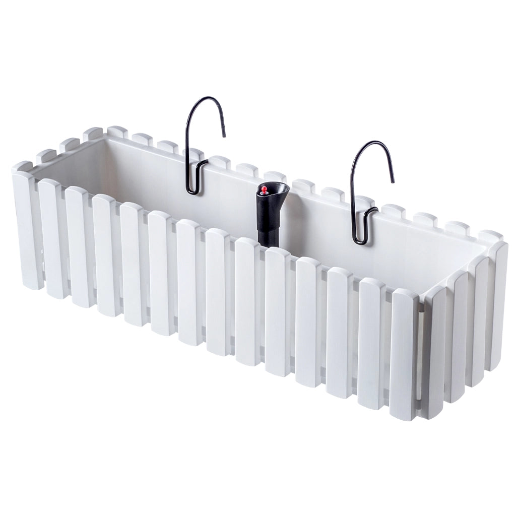 Vaso da fiori per balcone KADAX con manici, 58x18x16,5 cm, bianco.