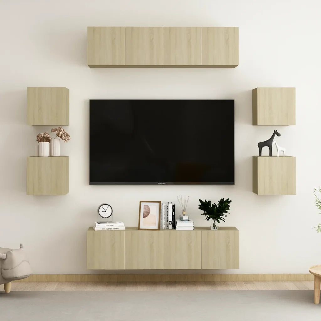 Set Porta TV 8 pz Rovere Sonoma in Truciolato  cod mxl 17356