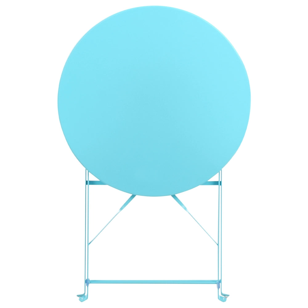 Set da Esterno 3 pezzi Tavolino e 2 Sedile Pieghevoli in Metallo Blu