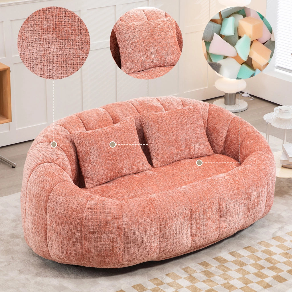 Divano lounge 2 posti in ciniglia rosa con schiuma memory