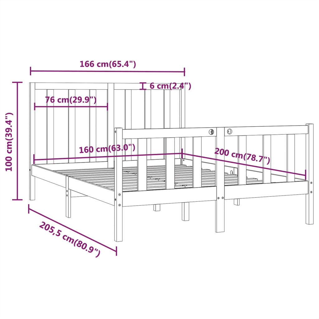 Giroletto-Struttura Letto in Legno Massello 160x200 cm 241978