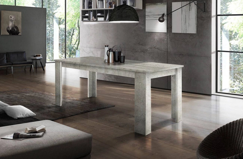 Tavolo per sala da pranzo Arizon, Made in Italy, Tavolo moderno con allunghe, Consolle allungabile, cm 140/190x90h75, Cemento