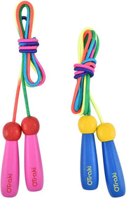 Bambini gioco trampolino estensibile 2 pezzi con maniglia in legno - 250 cm