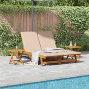 Lettino da sole con cuscino Beige Legno di Acacia Massello 3407701