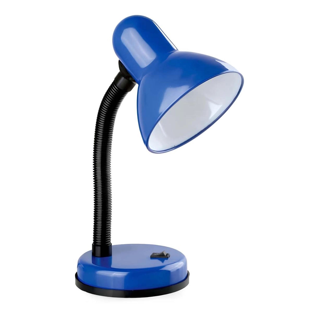 Lampada da tavolo orientabile compatibile E27 40W con braccio flessibile e interruttore Nero / Blu Avizar