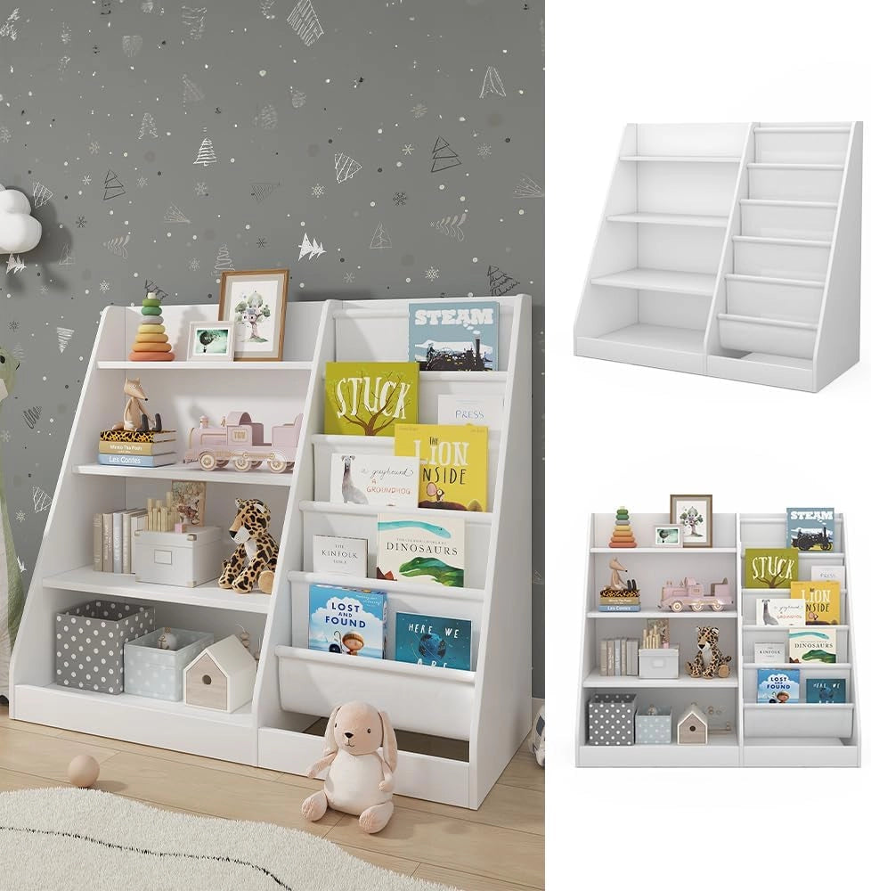 Scaffale per bambini Conny, Bianco, 90 x 80.5 cm con ampi ripiani, combinabile per riporre giocattoli e libri
