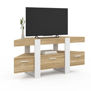 IDMarket - Mobile TV angolare PHOENIX 110 cm con cassetto in legno e bianco