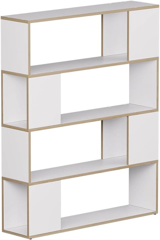 Divisorio per ambienti Eneos, Rovere bianco/dorato, 100 x 124.5 cm, utilizzabile come scaffale autoportante per una suddivisione flessibile degli spazi