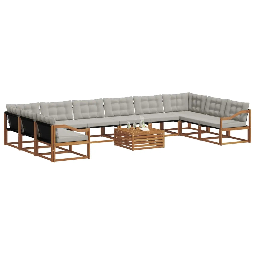 Set di divani da esterno 11 pcs Grigio Naturale e Chiaro 3369922