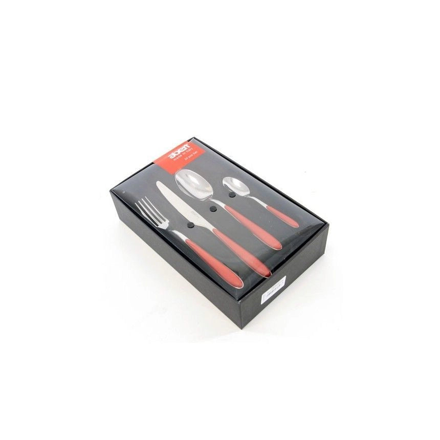 Abert MASTERC Master Set Posate 24 Pezzi 6 Persone Acciaio Inox e ABS Lavabile in Lavastoviglie colore Rosso