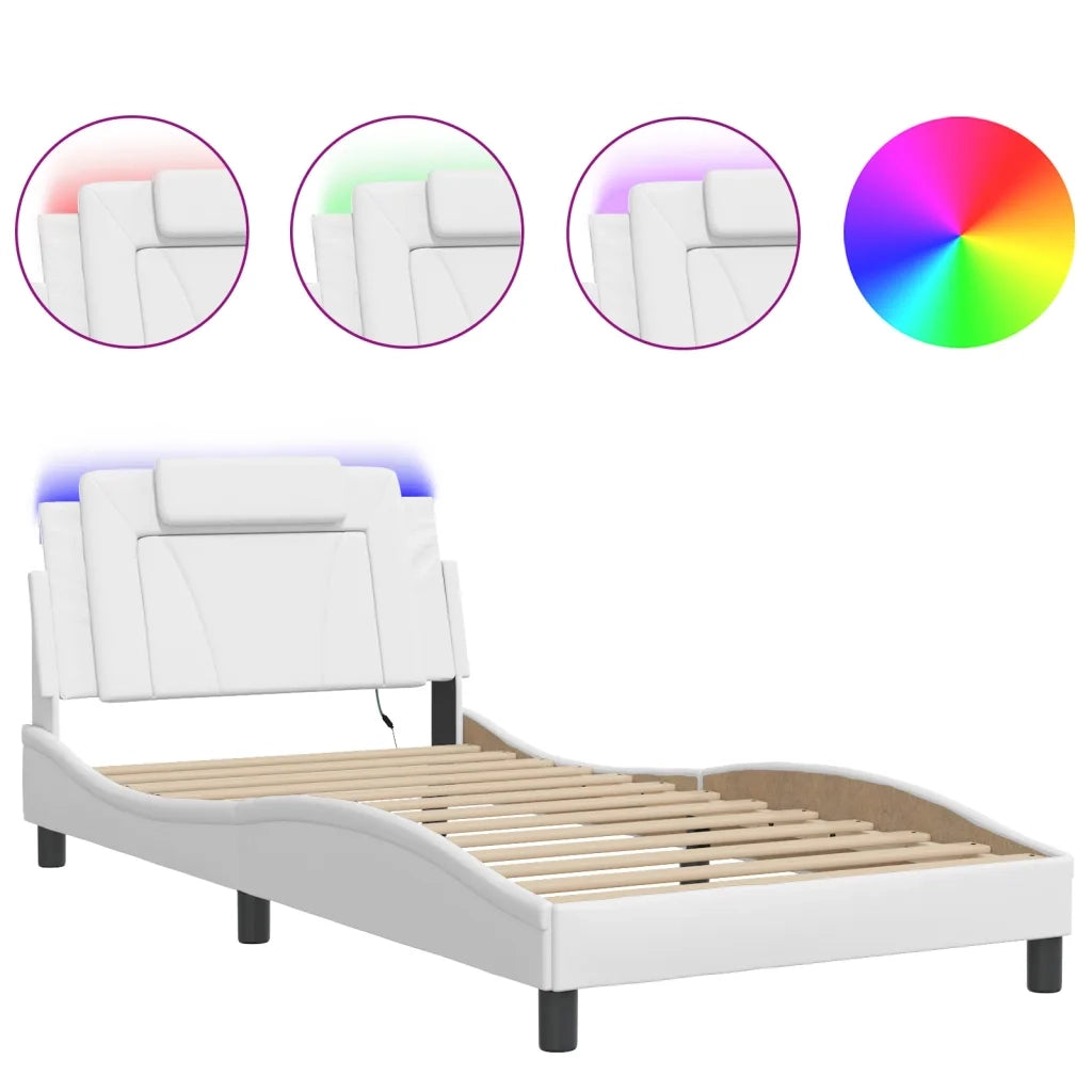 Giroletto Viana con LED senza Materasso-Struttura Letto Bianco 100x200 cm