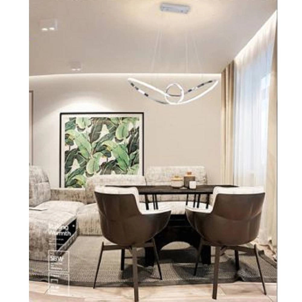 Trade Shop - Lampadario Led Moderno Argento A Sospensione 38 Watt Luce 6500k 4000k 3000k A07 -