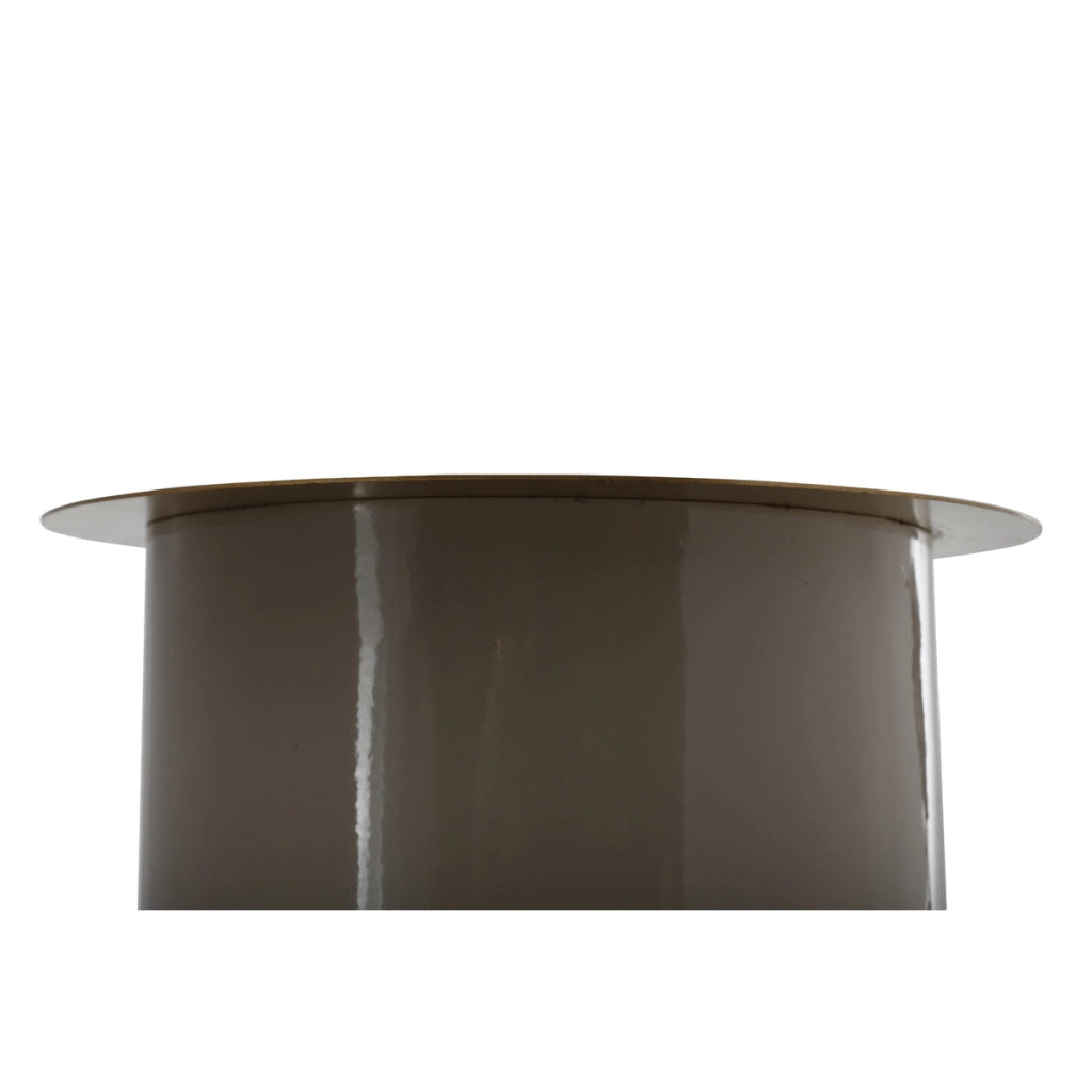 Portacandele da terra Art Deco in metallo taupe e oro