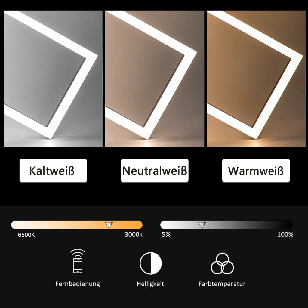 ZMH Lampada da soffitto plafoniera LED 48W nera dimmerabile telecomando design moderno per corridoio ufficio living