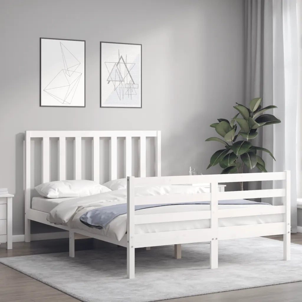 Giroletto senza Materasso-Struttura Letto Bianco 140x200 cm Legno Massello Pino 152567