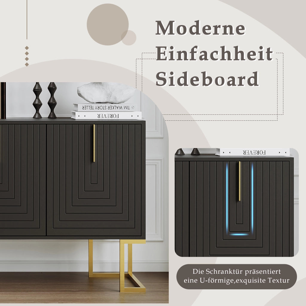 Credenza a 3 ante con ripiani regolabili per soggiorno cucina e sala da pranzo in MDF nero