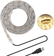Striscia LED USB per illuminazione di fondo per TV - 2 Metri, Bianco Caldo, Idroimpermeabile, SMD 3528