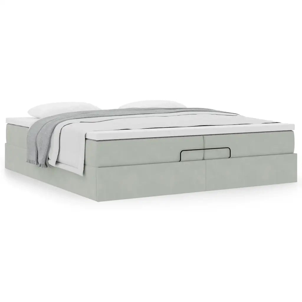 Struttura Letto Pouf con Materassi 200x200 cm Velluto
