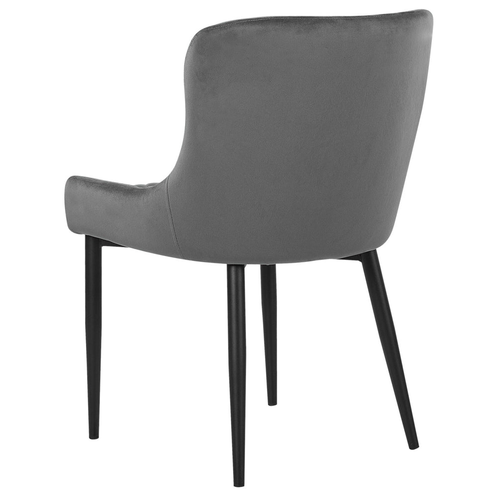 Set di 2 sedie da pranzo imbottite in velluto grigio trapuntato