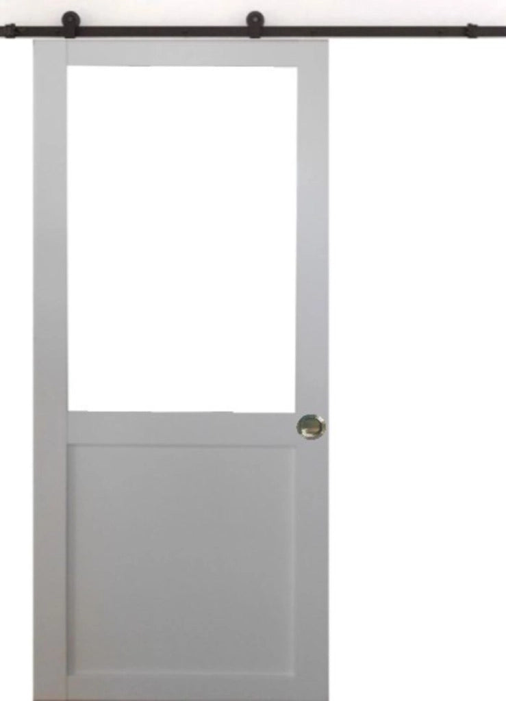 Porta Scorrevole Bianca da Officina H204 x L83 senza Montante + Rulliera e 2 Gusci