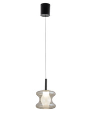 Lampada a Sospensione Frua in Metallo e Vetro Borosilicato Cognac, LED 8W Integrato, CCT 2700K-3000K-4000K, Dimmerabile a step - Frua