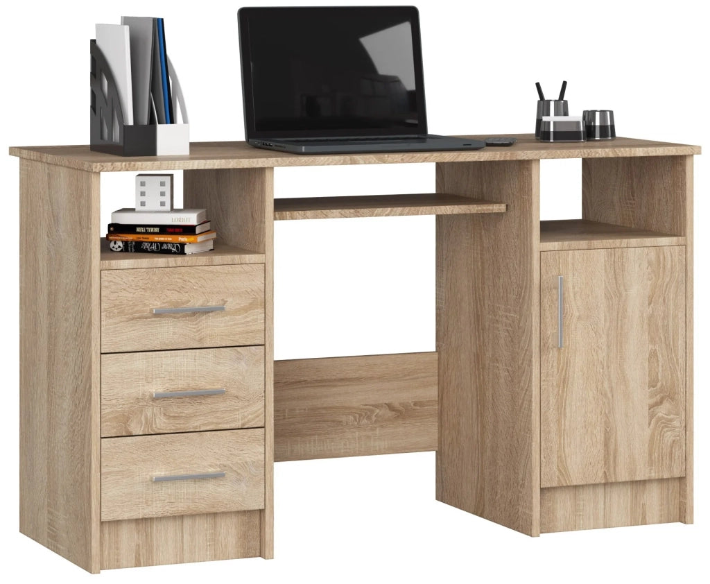 Scrivania AKORD ANA Sonoma Quercia 124 cm 1 anta 3 cassetti 124x52x74 cm