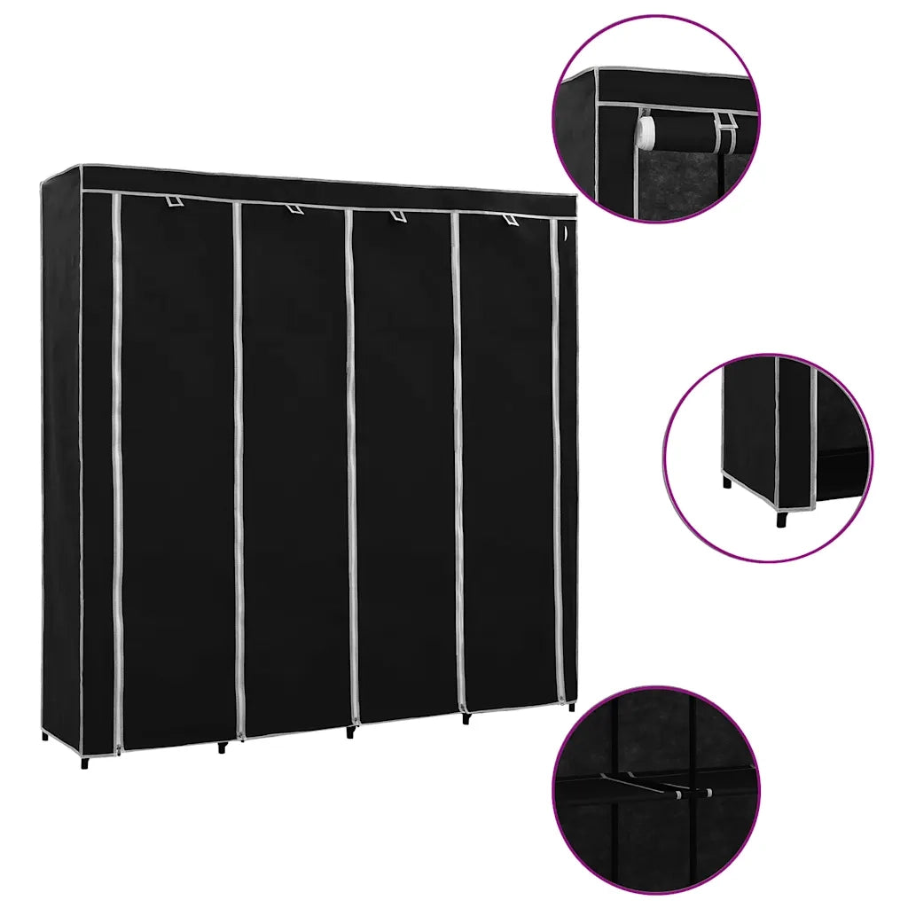 Guardaroba con 4 Scomparti Nero 175x45x170 cm cod mxl 66121