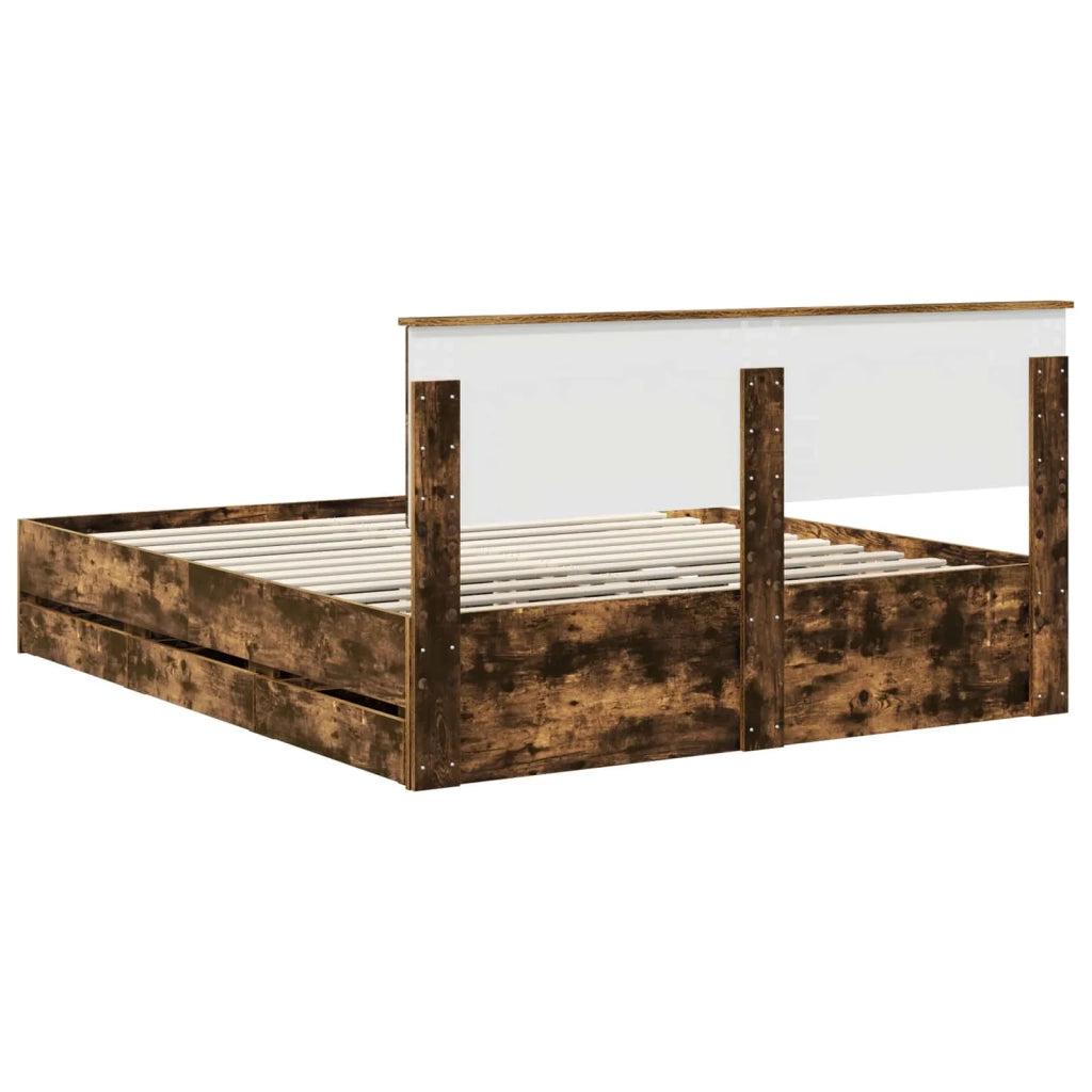 Struttura del letto con cassetto Rovere fumé 160 x 200 cm 3410690