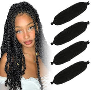 Estensioni capelline 30 cm - Fascia intrecciata - Twist afro - Intrecci sintetici - Boccoli preconfezionati - Leggero e impermeabile al sudore - Fibre intrecciate
