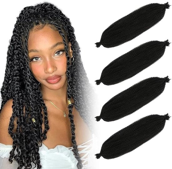Estensioni capelline 30 cm - Fascia intrecciata - Twist afro - Intrecci sintetici - Boccoli preconfezionati - Leggero e impermeabile al sudore - Fibre intrecciate