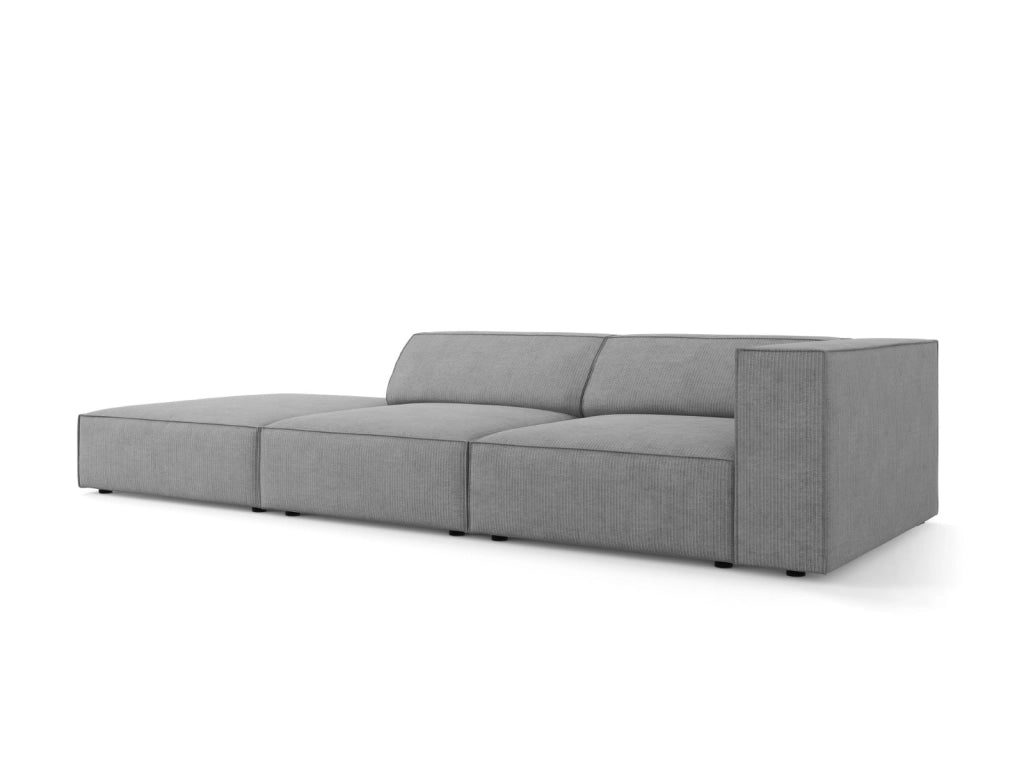 Cosmopolitan Design - Divano sinistro "Arendal" 4 posti in ciniglia con effetto a coste grigio scuro 