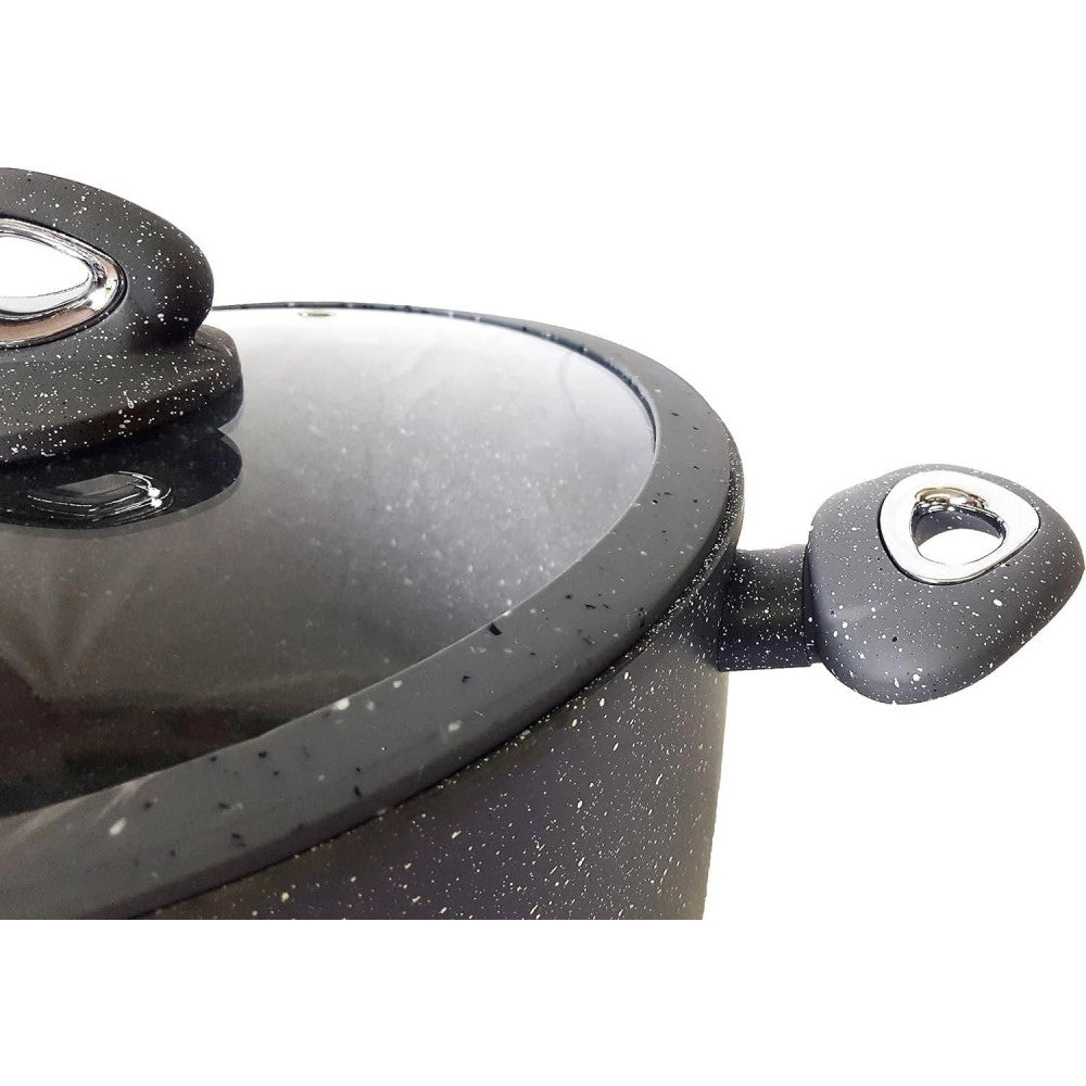 Trade Shop - Set Di 3 Pentole Casseruole Batteria In Pietra Lavica Antiaderente Antigraffio -