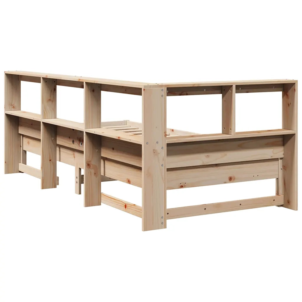 Giroletto con Libreria senza Materasso-Struttura Letto con contenitore 75x190 cm in Legno Pino 212127
