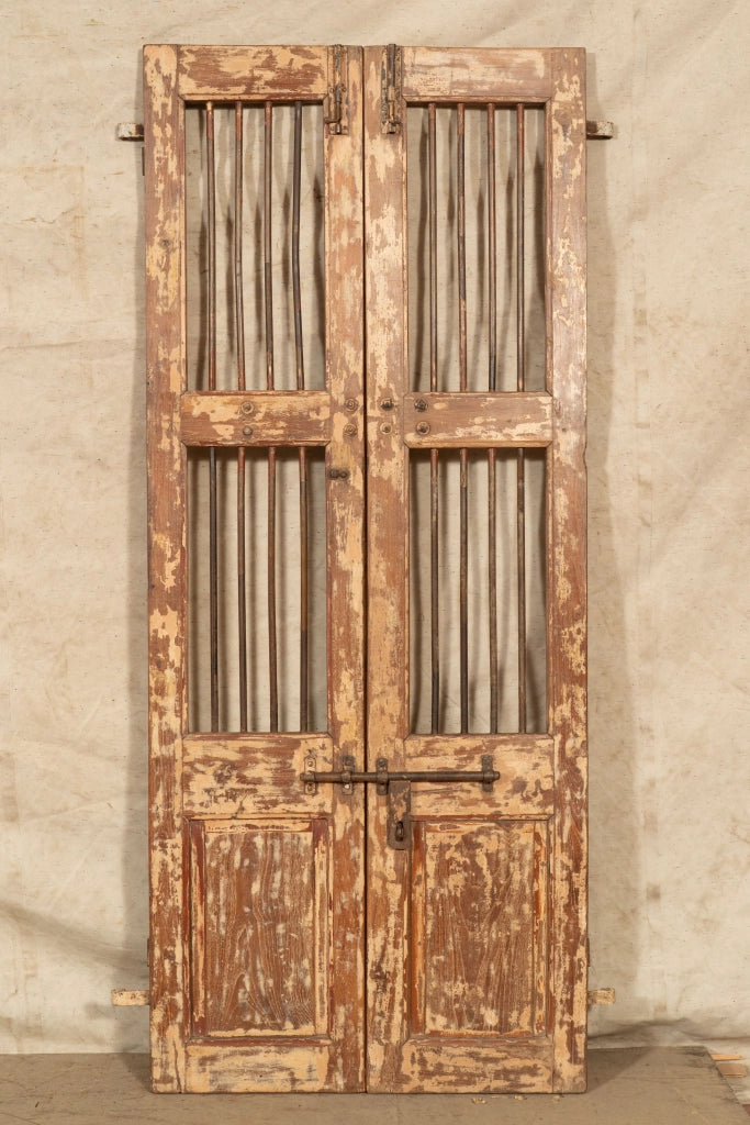 Biscottini Porta portone in legno massello e ferro da interno o da esterno vecchia e antica medievale scorrevole