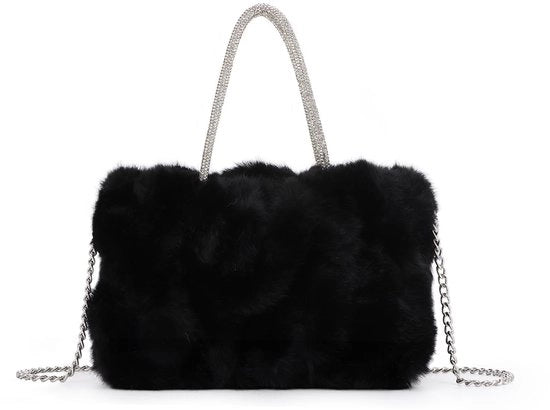 Borsa da sera in pelliccia sintetica, chiusura a scatto morbida, borse eleganti piegate per occasioni di gala e matrimoni